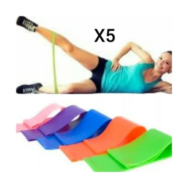 Set Kit X5 Bandas Fitness Isométricas Tiraband Ejercicio Gym