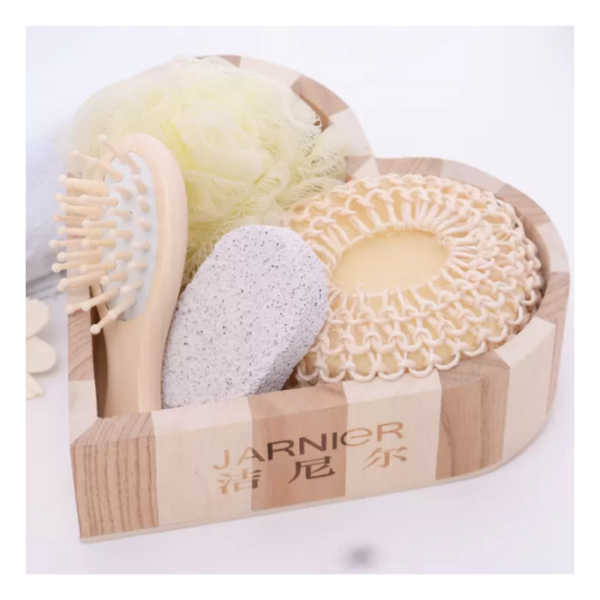 Set De Baño Tocador X6 Caja De Madera Corazón Combinado