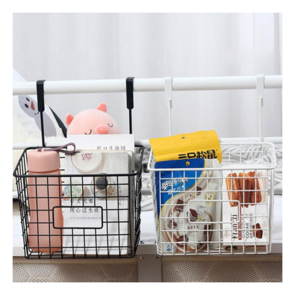 Canasto organizador para puerta cajon colgante metalico especiero (BLANCO O NEGRO)