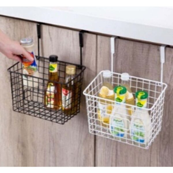 Canasto organizador para puerta cajon colgante metalico especiero (BLANCO O NEGRO)