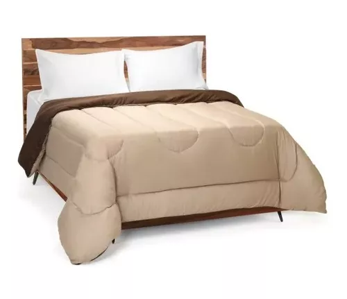 D_NQ_NP_625390-MLA54411635775_032023-O.webp Acolchado Distrito Blanco Liso Reversible 2 1/2 plazas diseño liso color tostado y chocolate de 220cm x 240cm