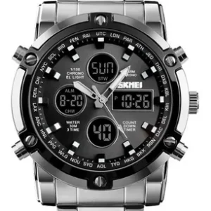 D_NQ_NP_646093-MLA47574132101_092021-O.webp Reloj pulsera de cuerpo color plateado, analógico-digital para hombre con correa de acero inoxidable