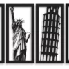 Cuadro Calado Monumentos Eiffel Libertad Pisa Big Ben Set X4