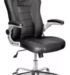 Silla de escritorio Baires4 PS4 ergonómica negra con tapizado de cuero sintético