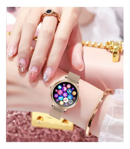 D_NQ_NP_689827-MLA49921741499_052022-O.webp Smartwatch Genérica caja dorada, malla rosa de silicona y bisel dorado