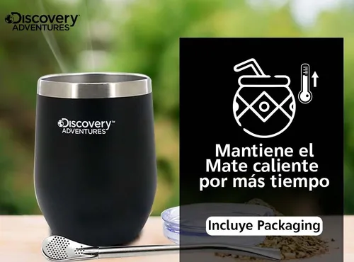Mate Acero Inoxidable Vaso Térmico Discovery Tapa+ Bombilla (Colores segun stock)