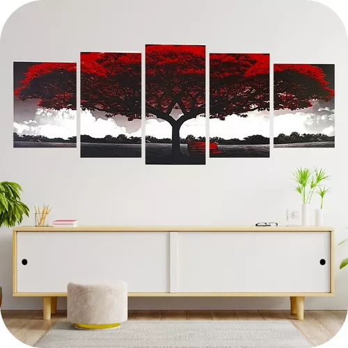 D_NQ_NP_785168-MLA49656644990_042022-O.webp Cuadro Arbol De La Vida Rojo Blanco Y Negro Moderno Campo