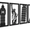 Cuadro Calado Monumentos Eiffel Libertad Pisa Big Ben Set X4
