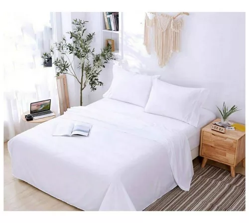 D_NQ_NP_942974-MLA43118877855_082020-O.webp Juego De Sabanas 2 1/2 Plaza Lisa Premium 140x190+25cm Alto (Blanco)