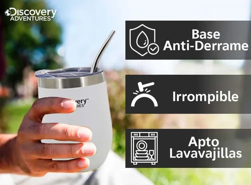 Mate Acero Inoxidable Vaso Térmico Discovery Tapa+ Bombilla (Colores segun stock)