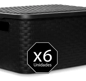 Caja Cajon Organizador Símil Rattan Premium Pack X 6 Mediano