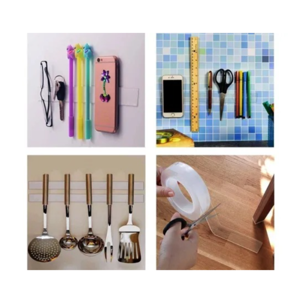 Cinta Multifuncional Adhesiva Doble Faz Reutilizable Lavable